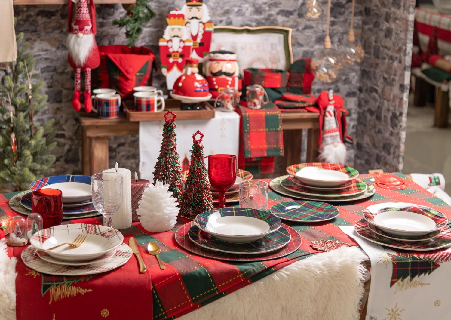 Set Piatto Fondo Natale pz.6 Villa D'Este Scotland Porcellana Tartan