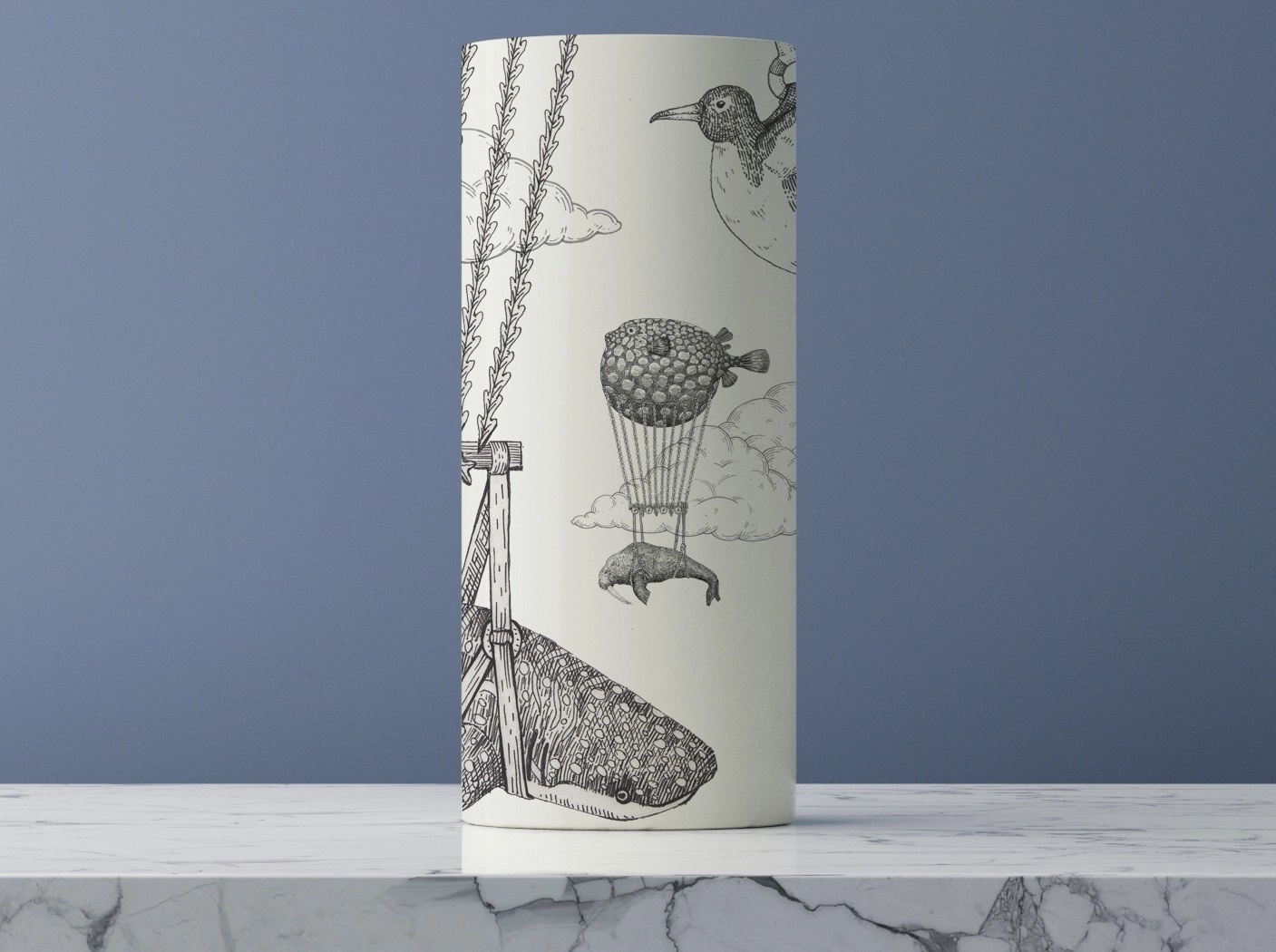 Vaso Porcellana Aquatic Creatures "Day" Bianco