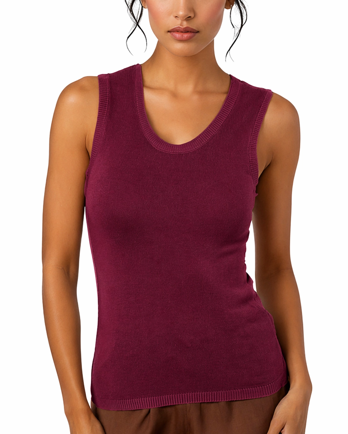 Top Tank Cedrina z Dzianiny – Bordowy