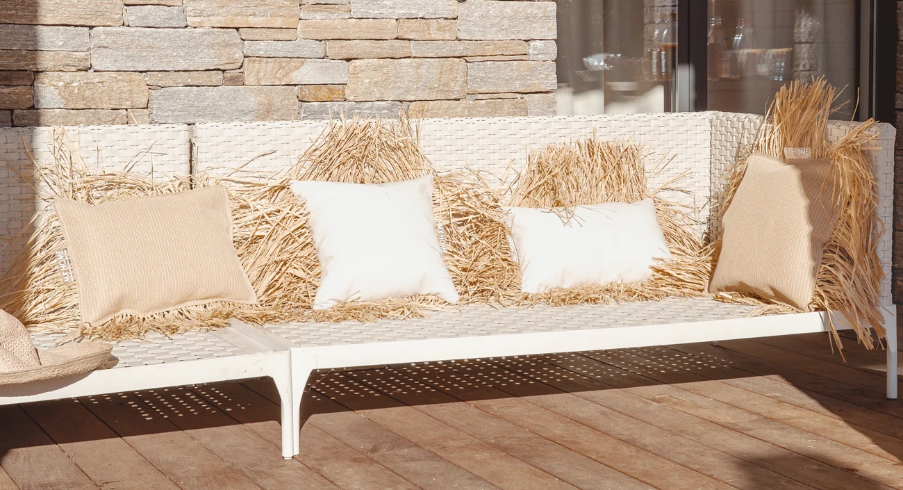 Outdoor rectangular Cushion with fringes MX Home White