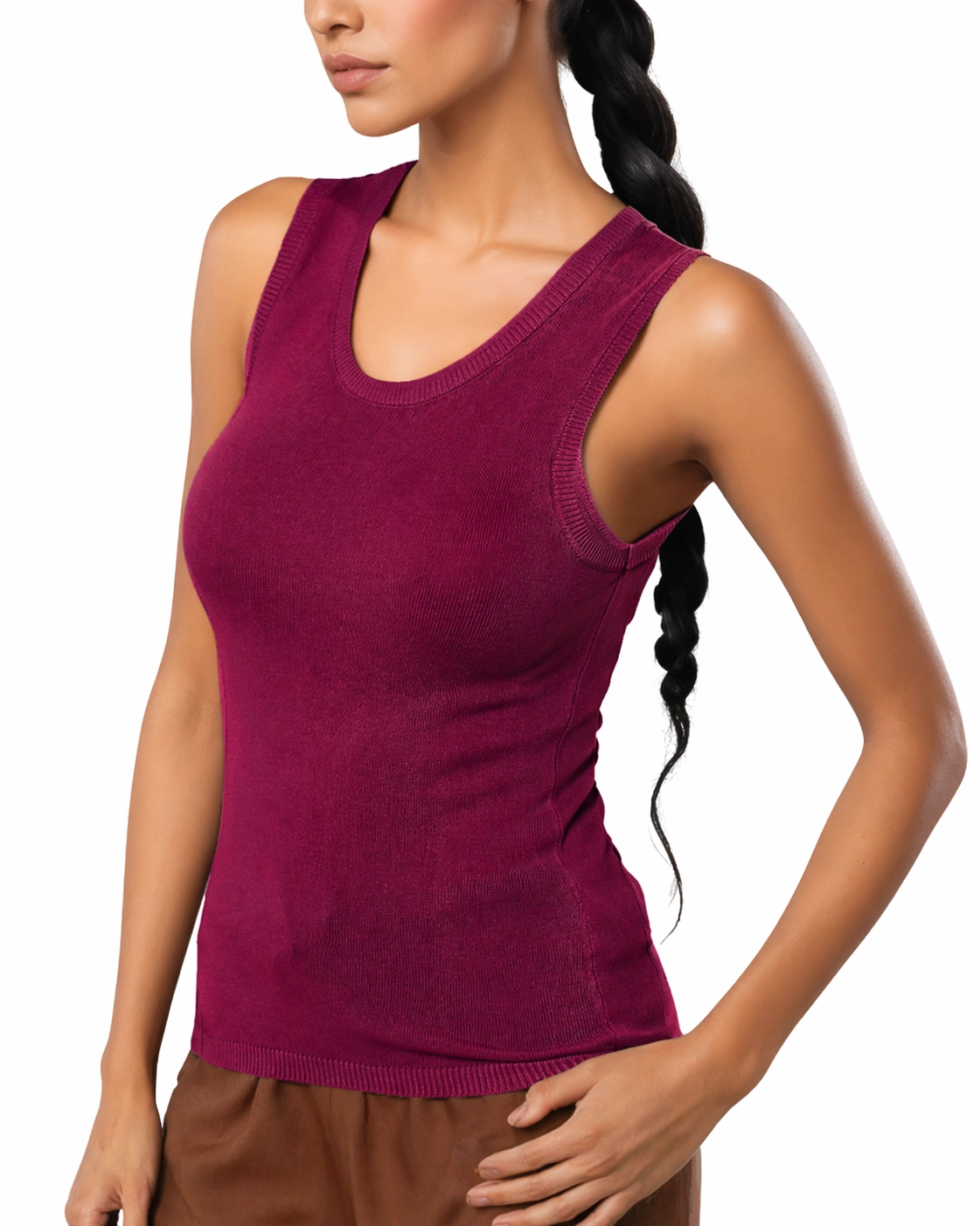 Top Tank Cedrina z Dzianiny – Bordowy