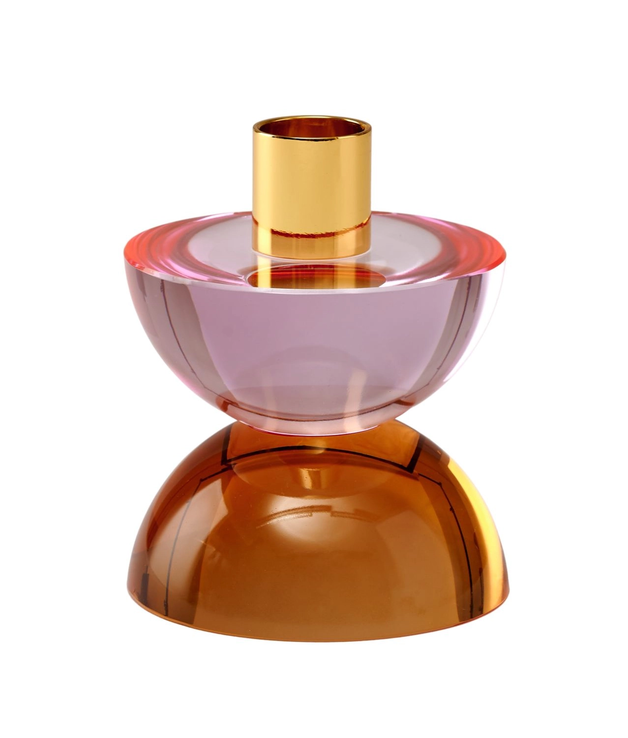 Portacandela Gift Company Dioptrics – Cristallo Arancione, Rosa H 9,5 cm