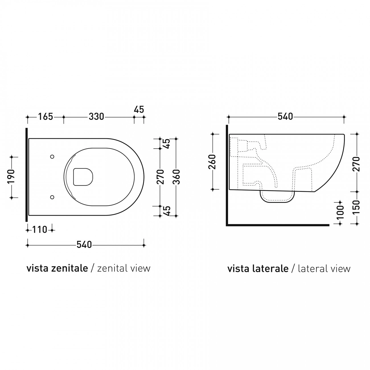 Wall mounted toilet Goclean Flaminia App Glossy White