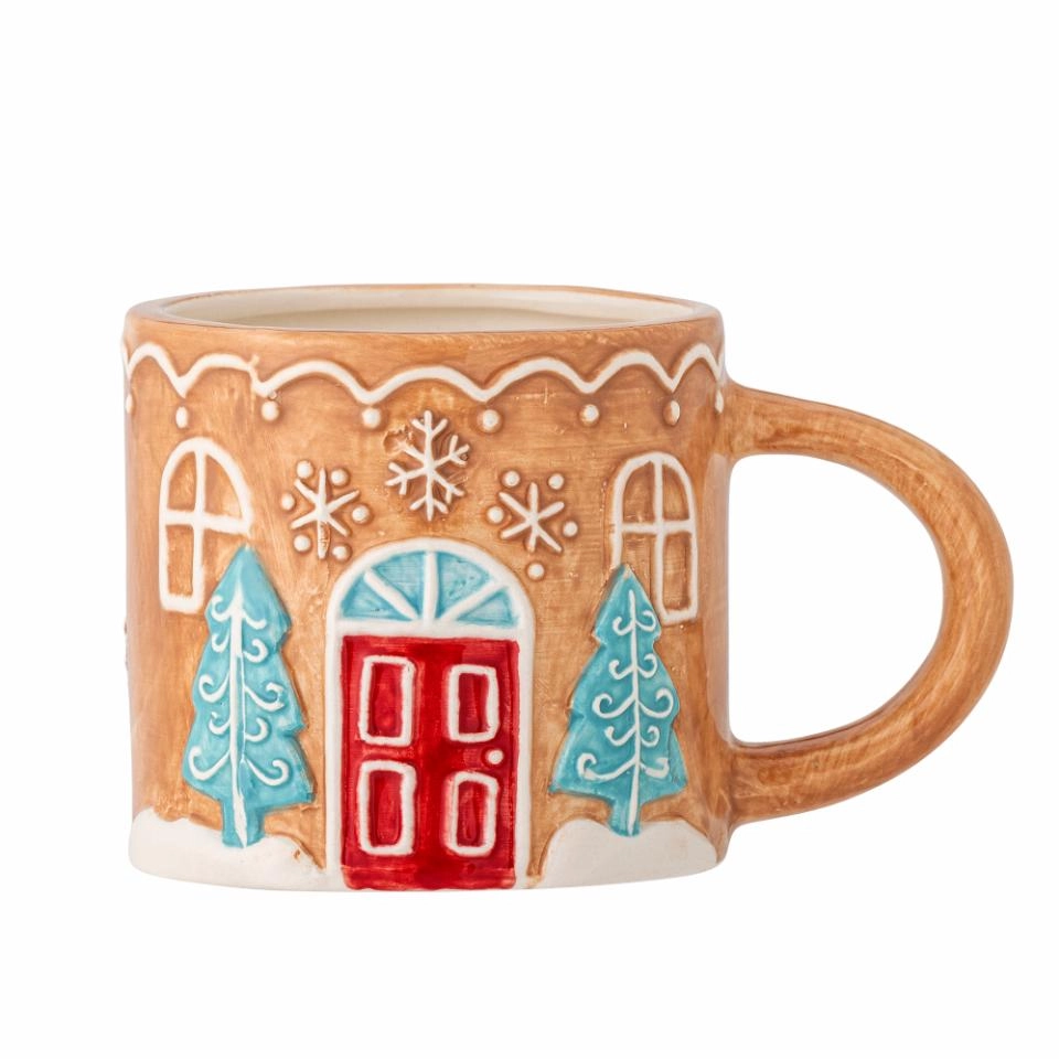 Gingerbread House Mug with Lid Bloomingville Ginnie Stoneware