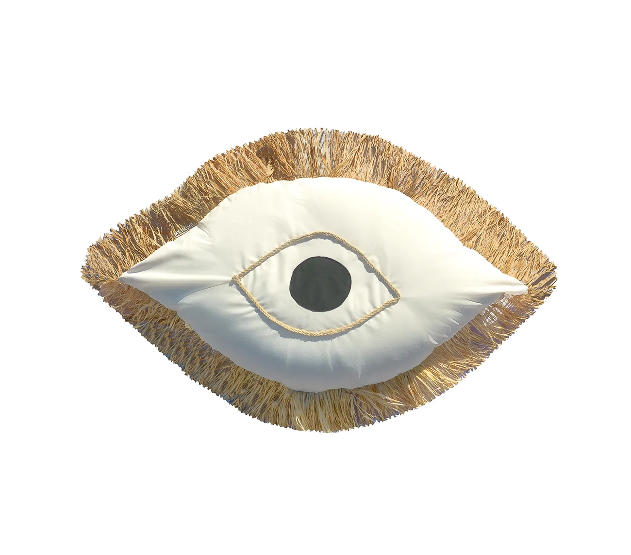 Greek Eye Cushion with Fringes MX Home White