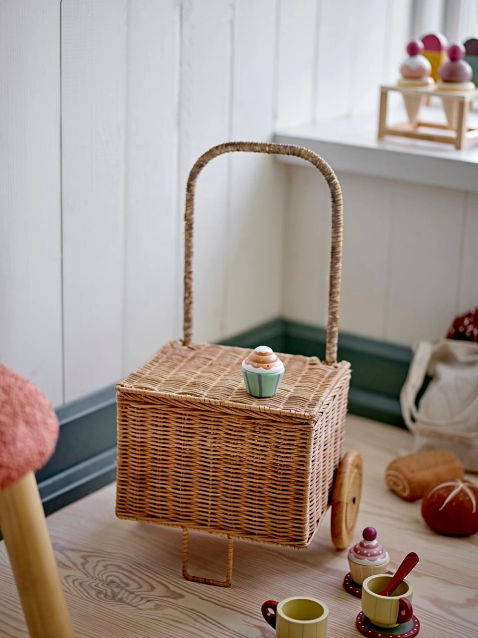 Bloomingville Mini Wózek-Kosz Penne – Rattan Naturalny