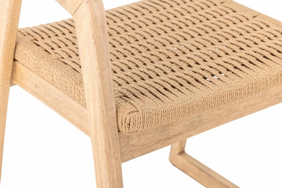 Bloomingville Sedia da Pranzo Serrone - Legno di Caucciù con Seduta Intrecciata