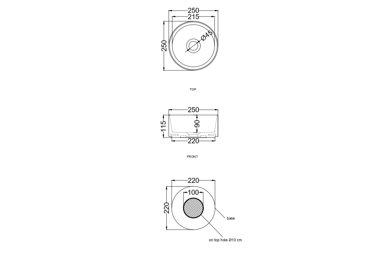 Lavabo da appoggio tondo Cielo Shui Comfort Ø 25 Brina