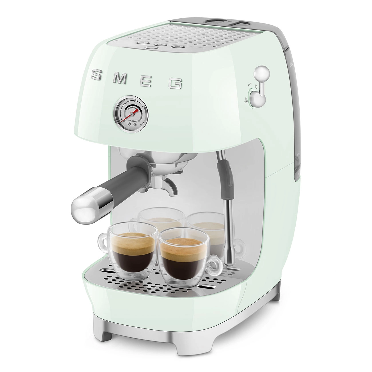 Smeg Manual Espresso Coffee Machine with Cold Brew – 50’s Style, Glossy Pastel Green