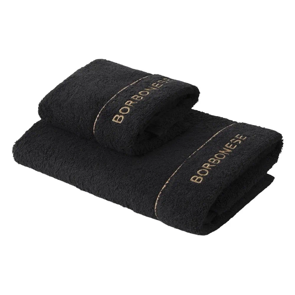 Borbonese Home Fine Op 2-Piece Towel Set – Black Cotton Terry