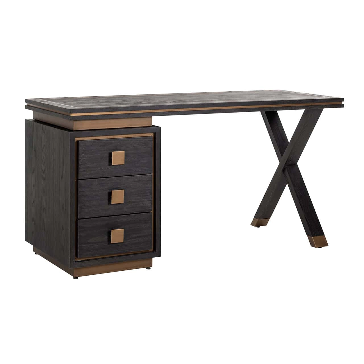 Richmond Interiors Hunter Rustic Desk – Black Oak Veneer