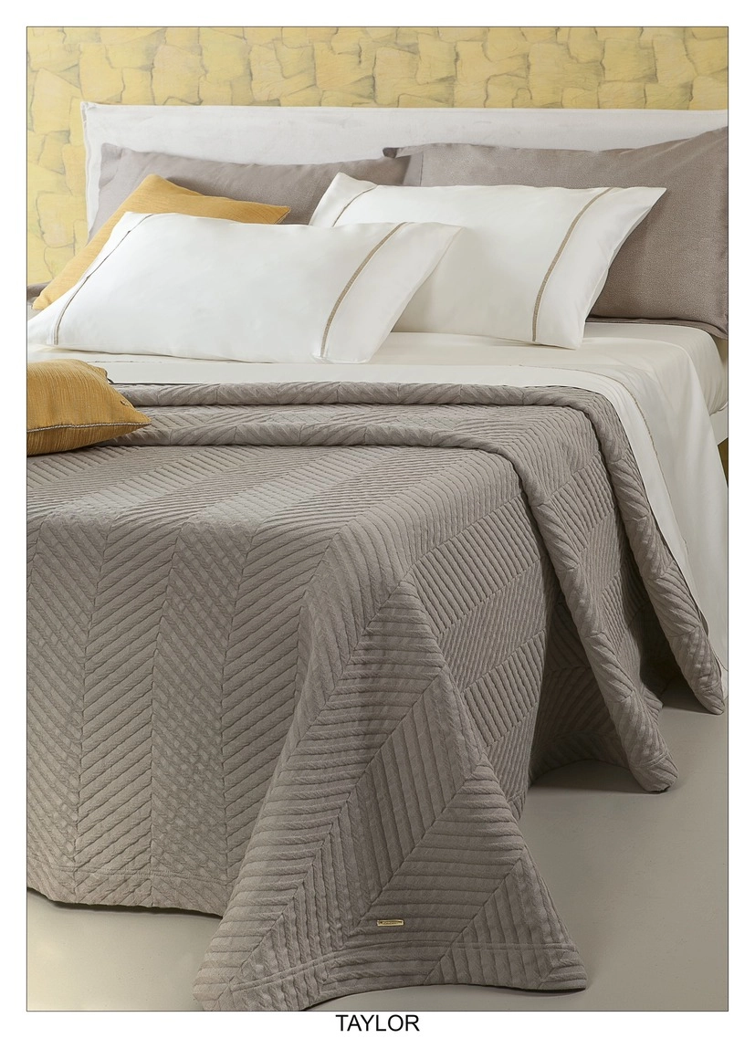 Borbonese Home Taylor Double Bedspread – Matelassé Cotton Taupe 260×270 cm