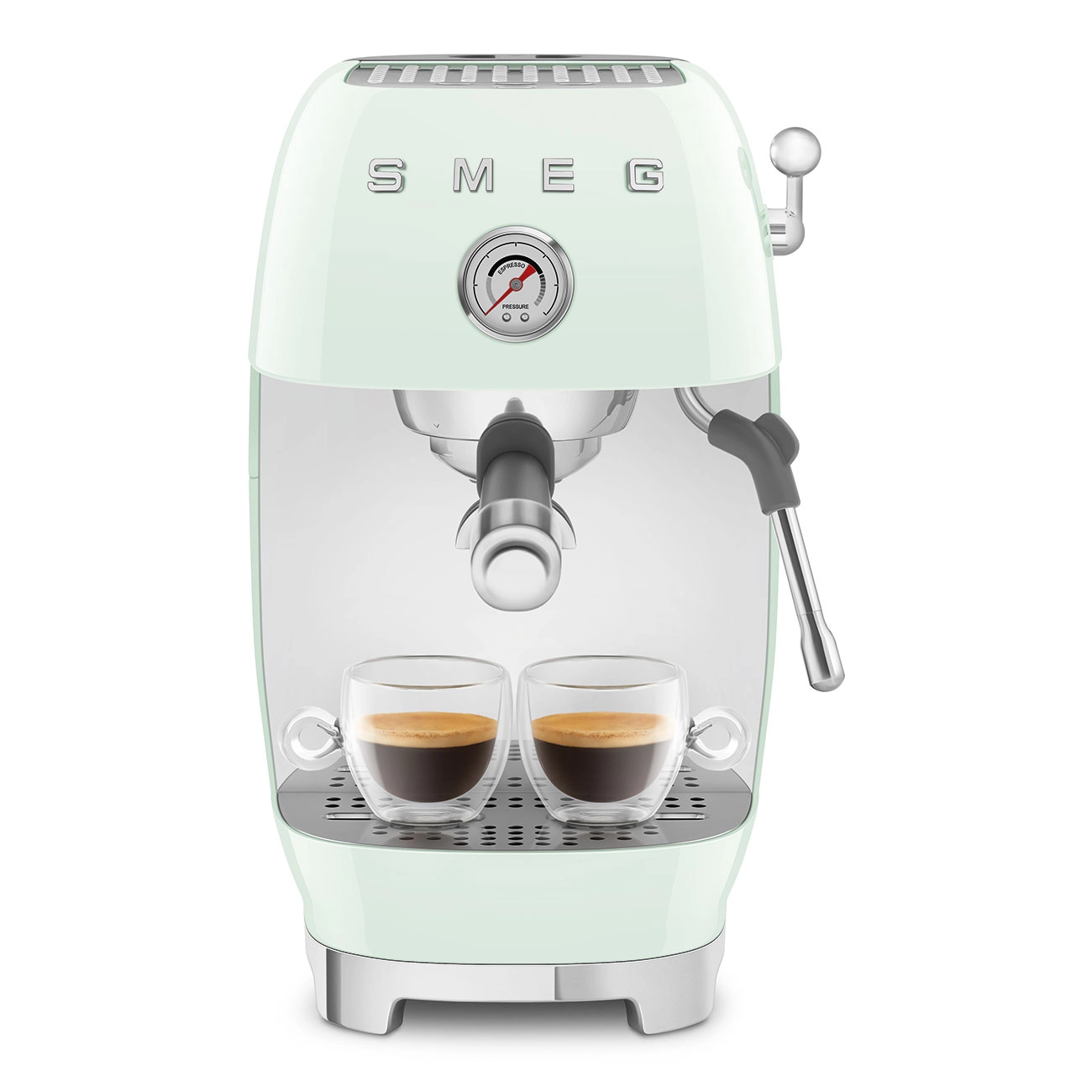 Smeg Manual Espresso Coffee Machine with Cold Brew – 50’s Style, Glossy Pastel Green