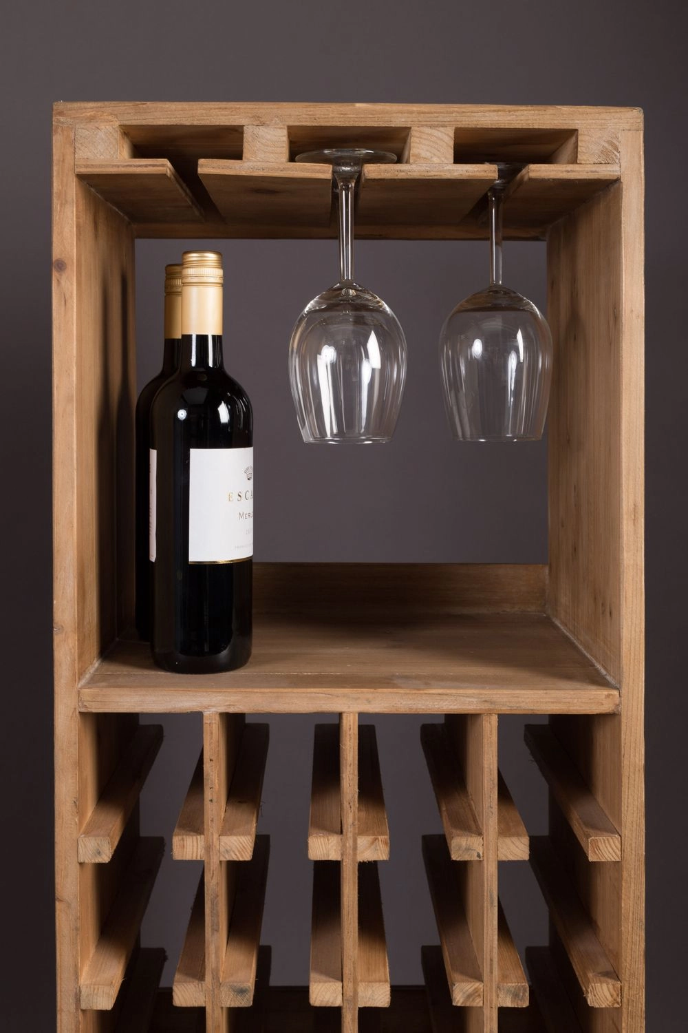 DutchBone Mobiletto da Vini Claude – Cantinetta Portabottiglie in Legno di Abete per 28 Bottiglie