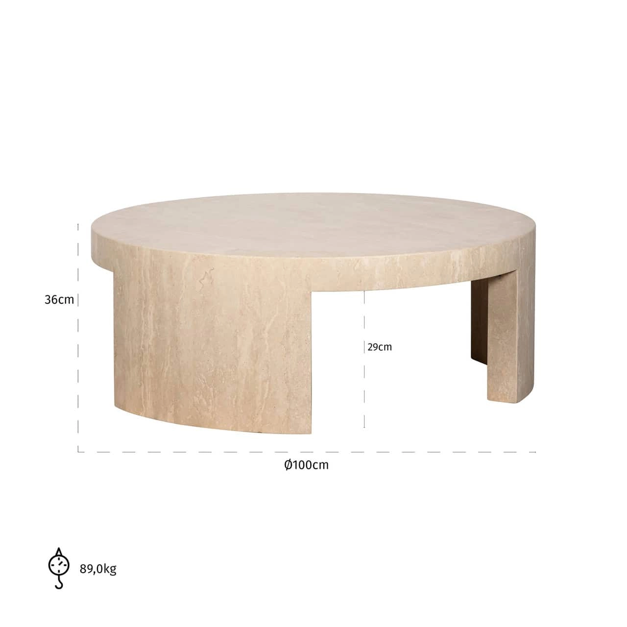 Richmond Interiors Alexander Jones Beige Coffee Table (Biltmore) Ø100 – Travertine