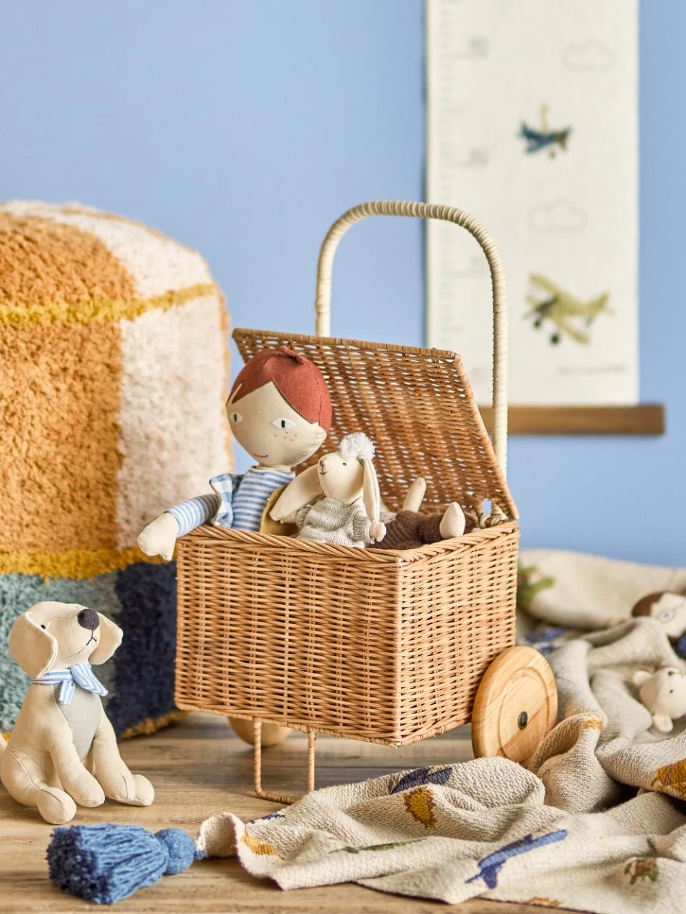 Bloomingville Mini Wózek-Kosz Penne – Rattan Naturalny