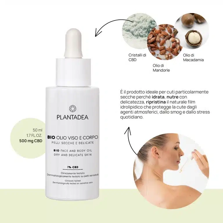 Plantadea Olio viso e corpo bio per pelle secca e delicata 50 ml