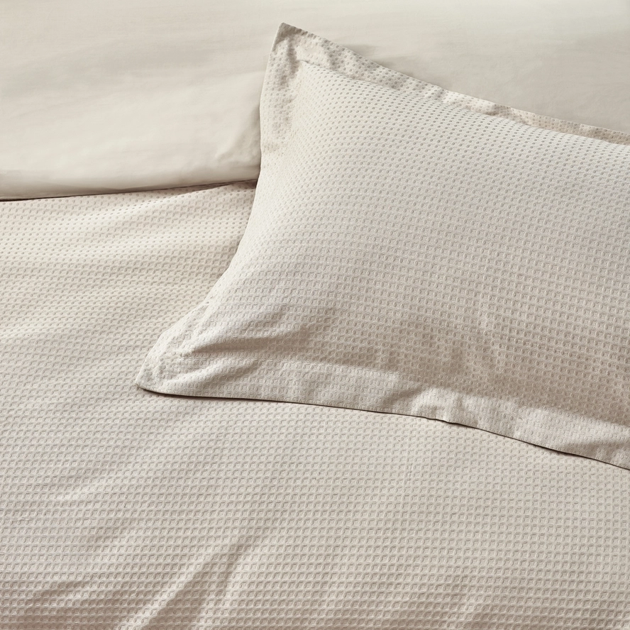 Duvet Cover Set Super King Yard Waffle Cotton Ivory