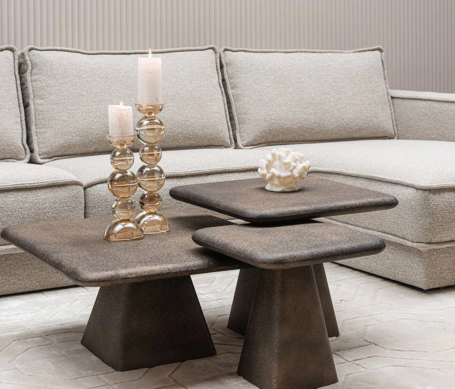 Richmond Interiors Set of 3 Marlie Antique Gold Coffee Tables