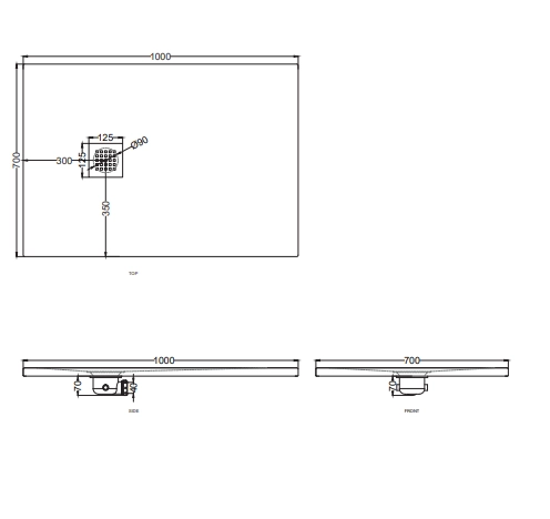 Cielo Venticinque Odwracalny Brodzik Prysznicowy – Czarny Mat 70 x 100 cm
