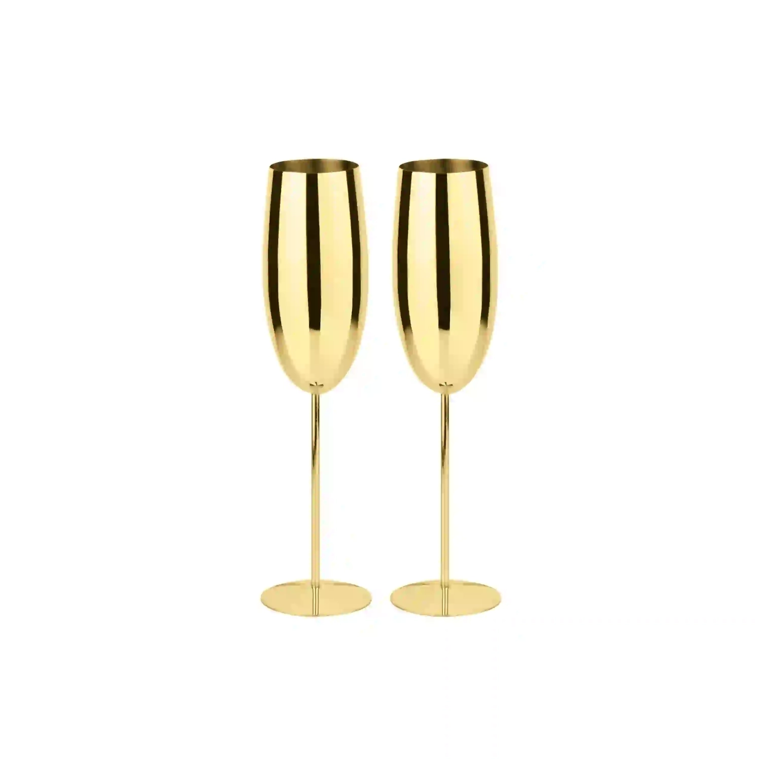 Paderno Set of 2 Champagne Flutes Stainless Steel Gold