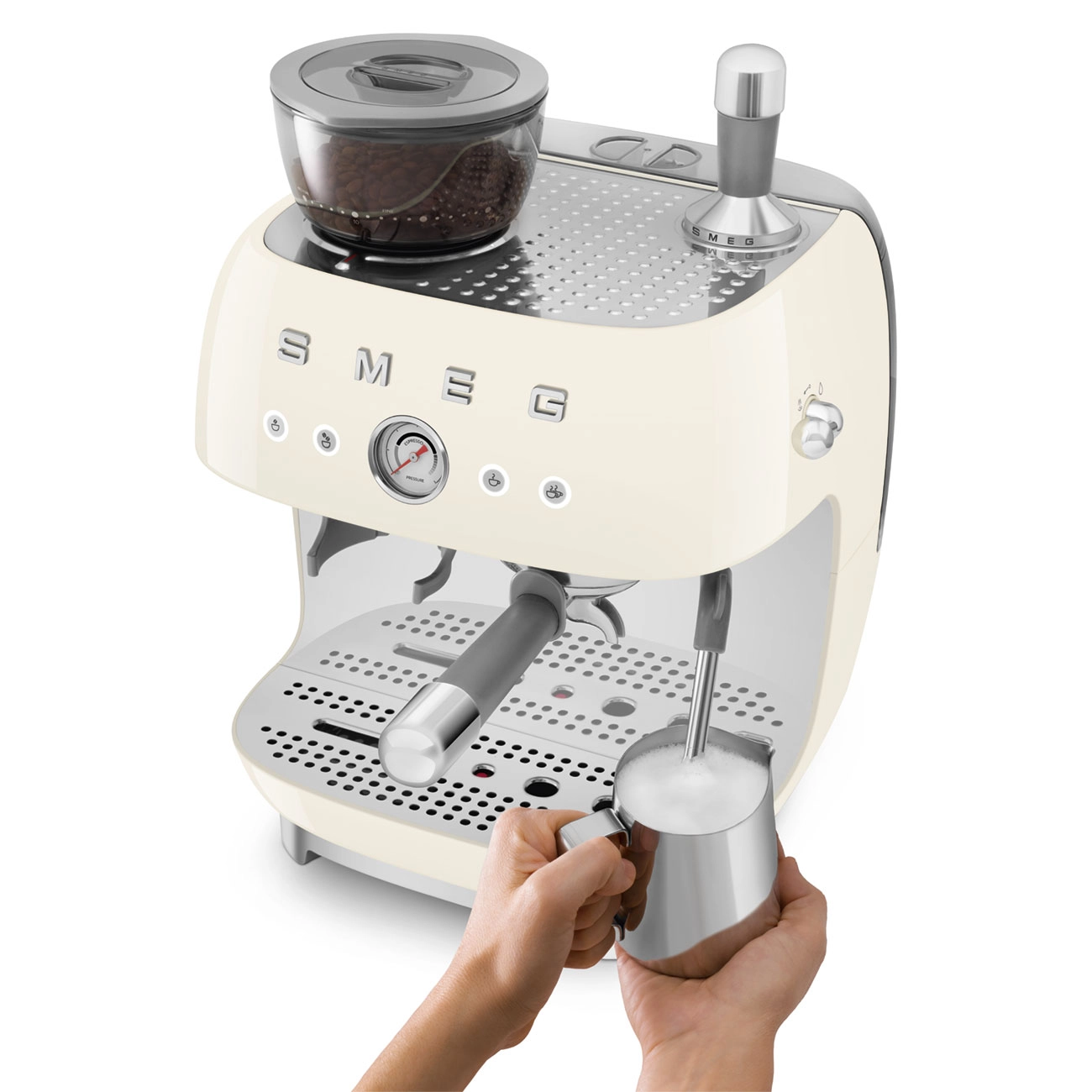 Smeg Macchina da caffè espresso manuale con macinacaffè Panna