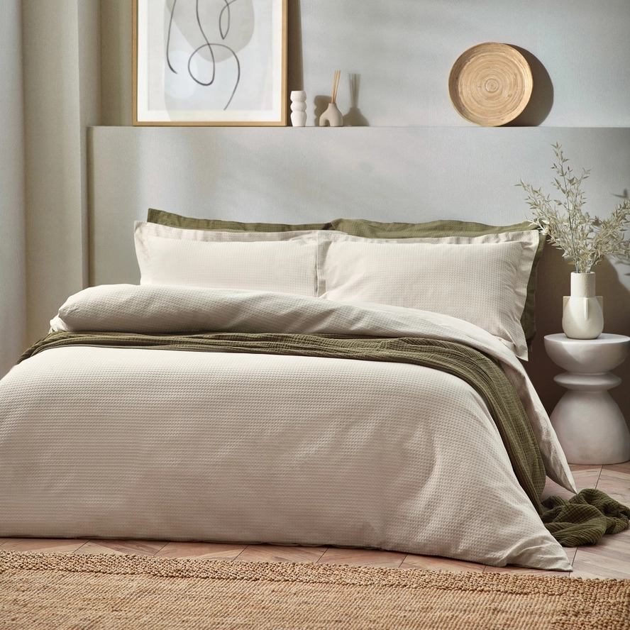 Duvet Cover Set Super King Yard Waffle Cotton Ivory