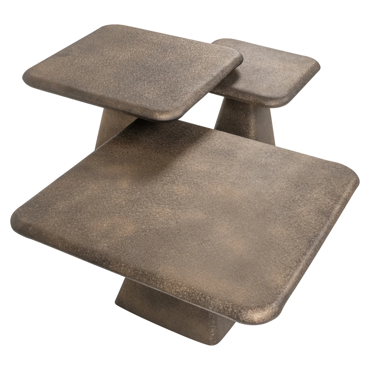 Richmond Interiors Set of 3 Marlie Antique Gold Coffee Tables