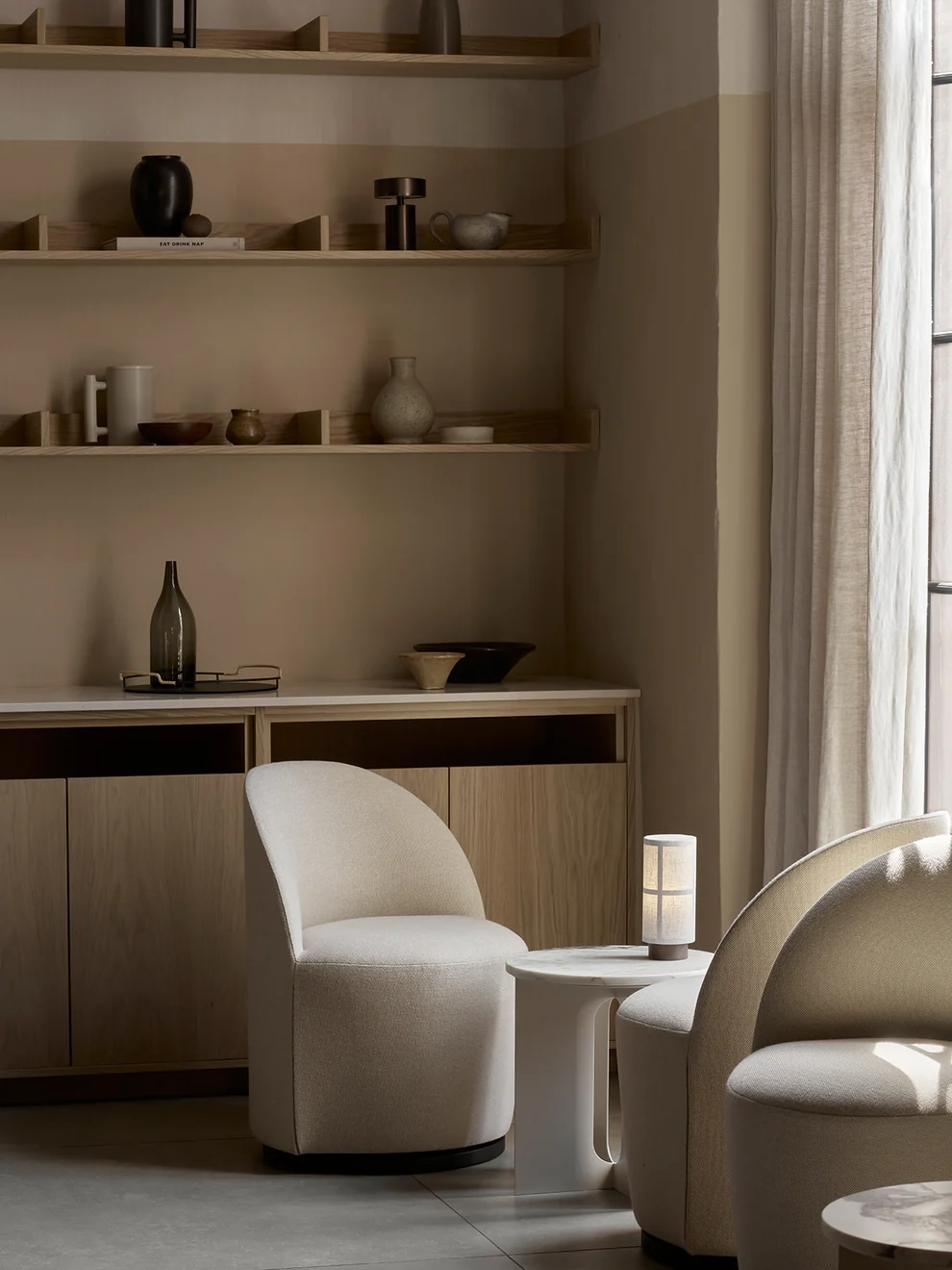Portable Dimmable Table Lamp Audo Copenhagen Hashira Linen