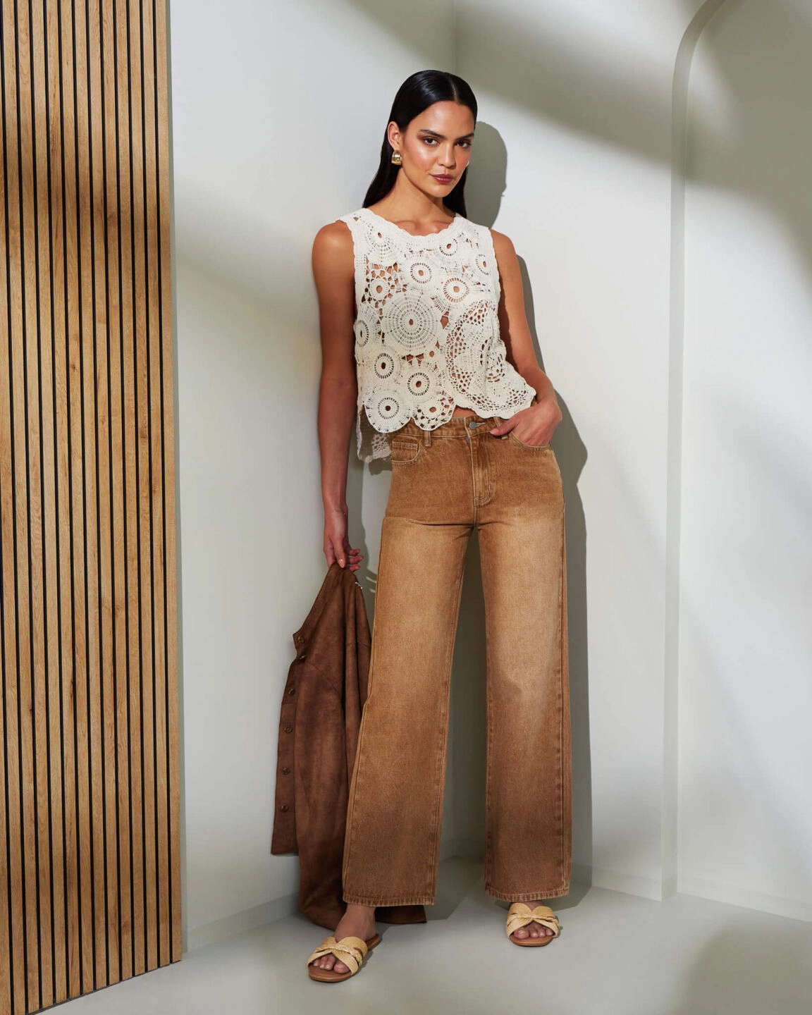 Top Luna Crochet Bez Rękawów – Ivory