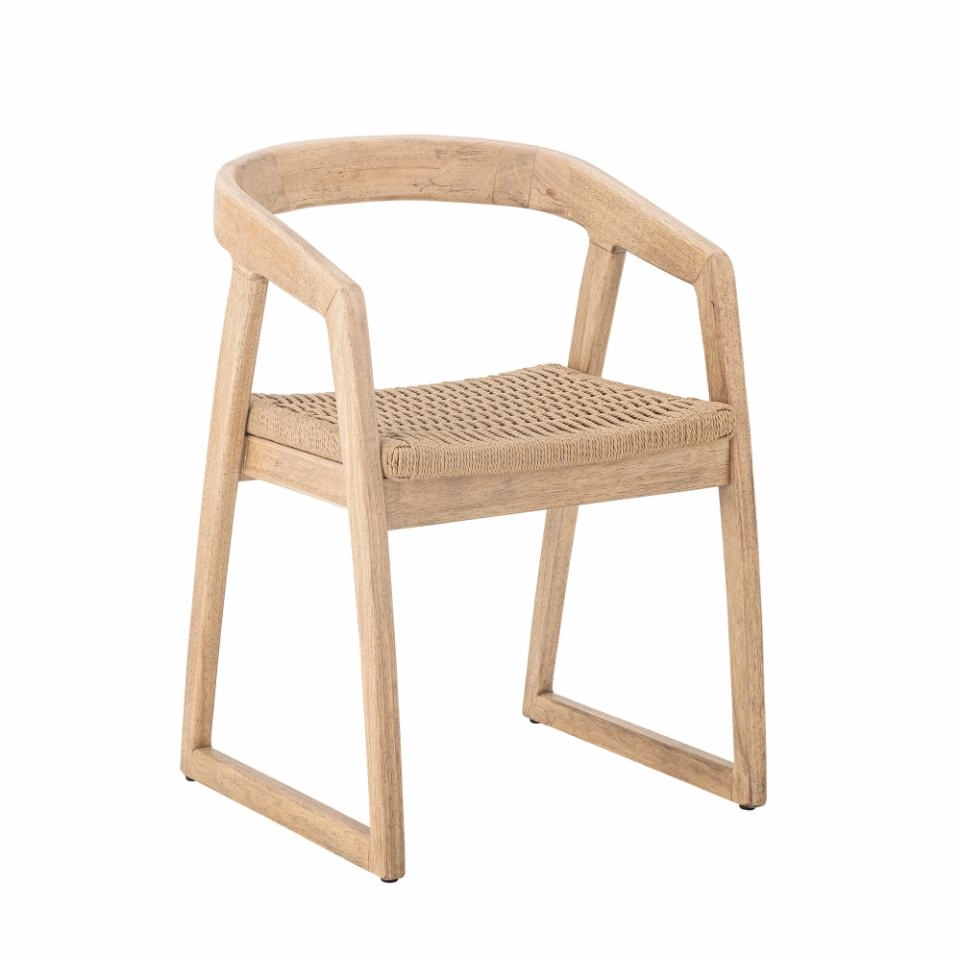 Bloomingville Sedia da Pranzo Serrone - Legno di Caucciù con Seduta Intrecciata