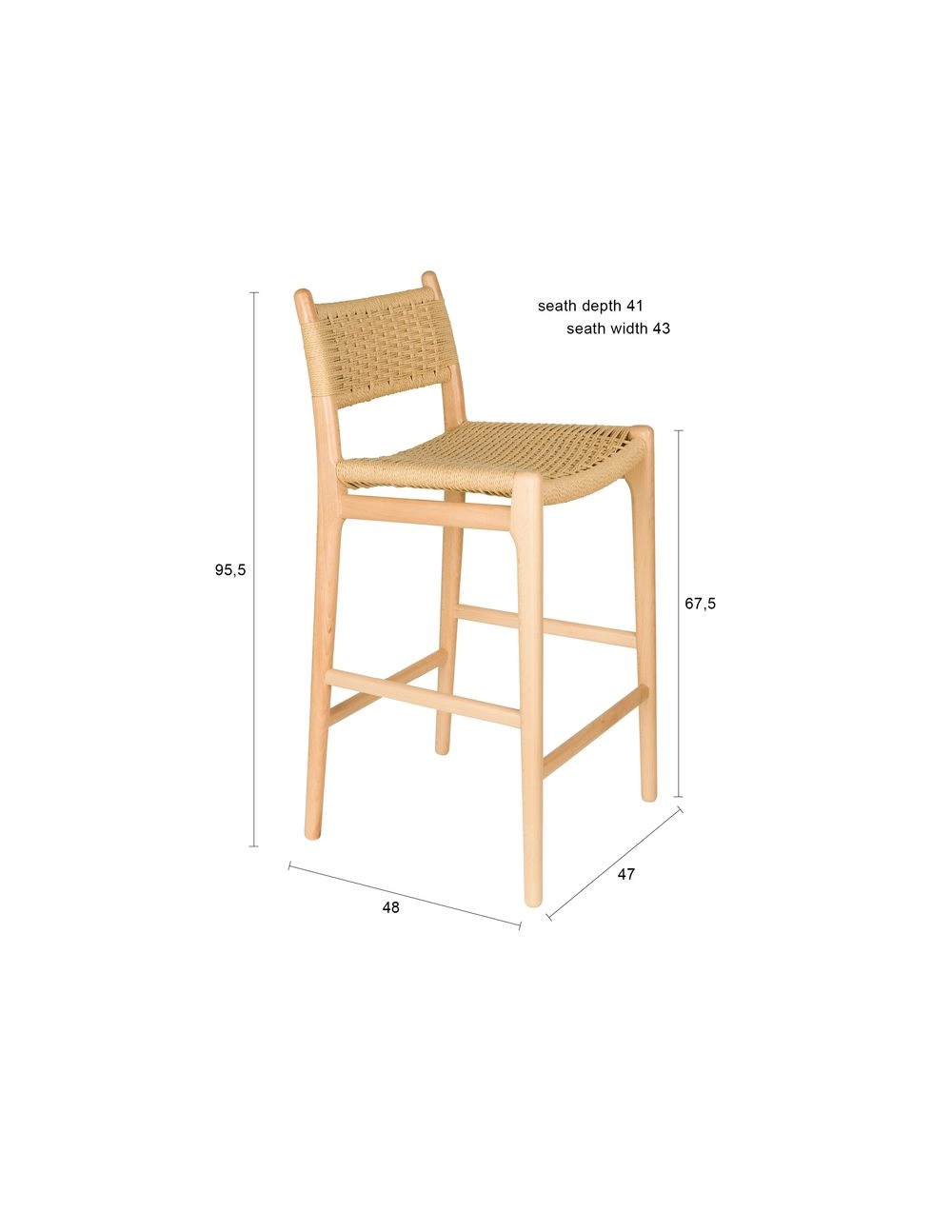 DutchBone Sedia Alta da Bar Cecile - Sgabello da Bancone Beige