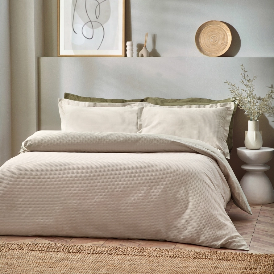 Duvet Cover Set Super King Yard Waffle Cotton Ivory