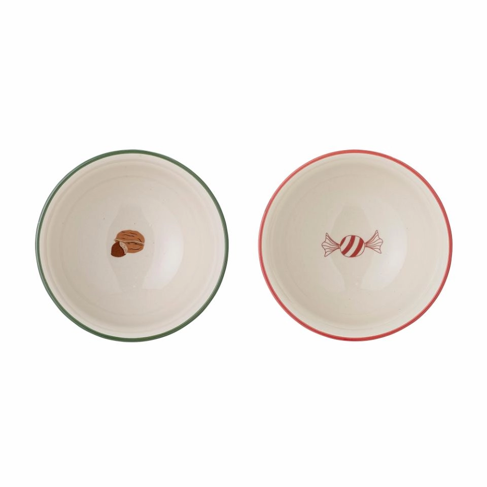 Set of 2 Christmas Bowls Bloomingville Jolly Stoneware