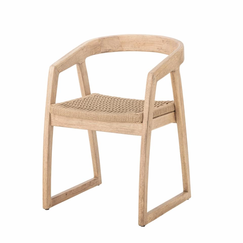 Bloomingville Sedia da Pranzo Serrone - Legno di Caucciù con Seduta Intrecciata