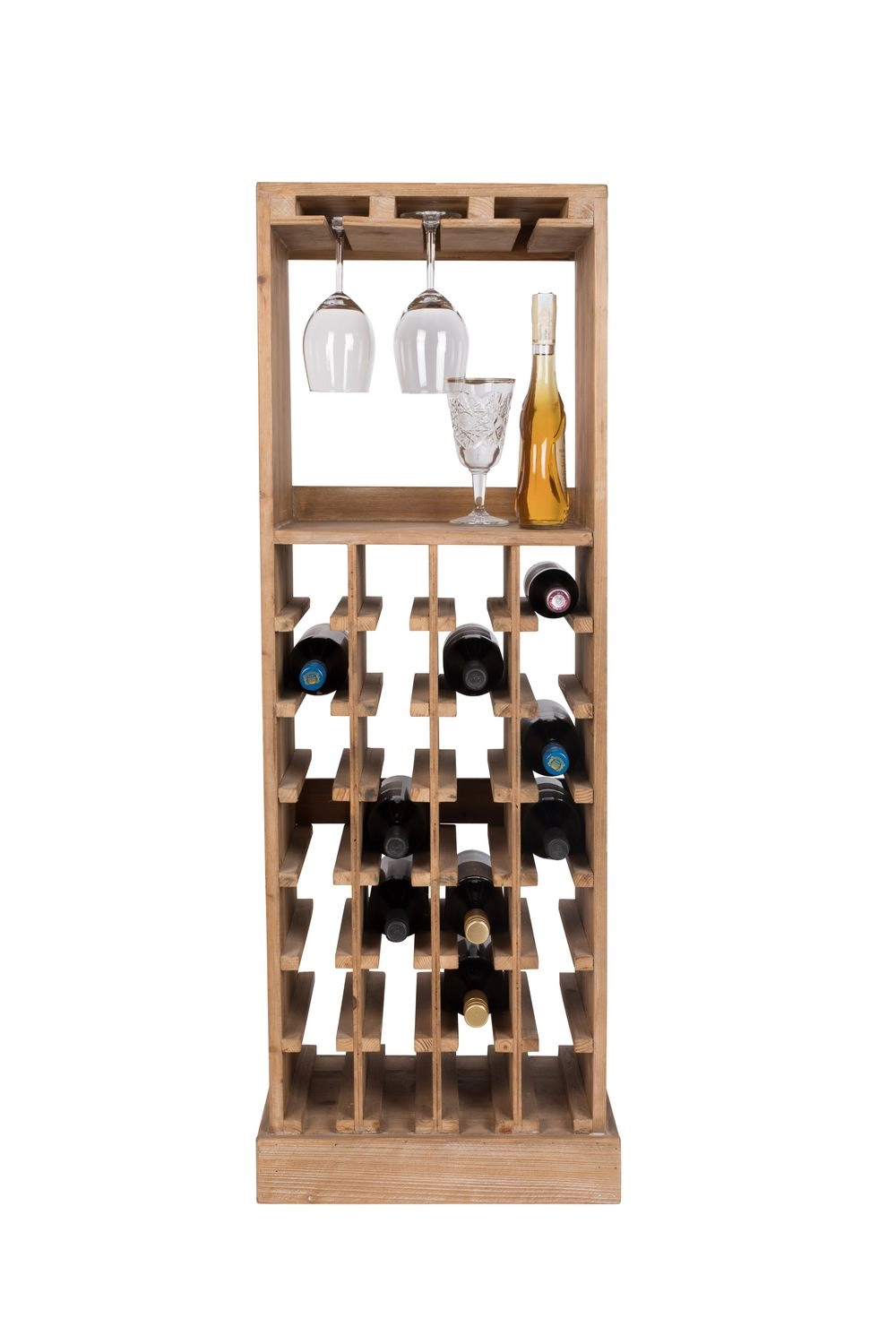 DutchBone Mobiletto da Vini Claude – Cantinetta Portabottiglie in Legno di Abete per 28 Bottiglie