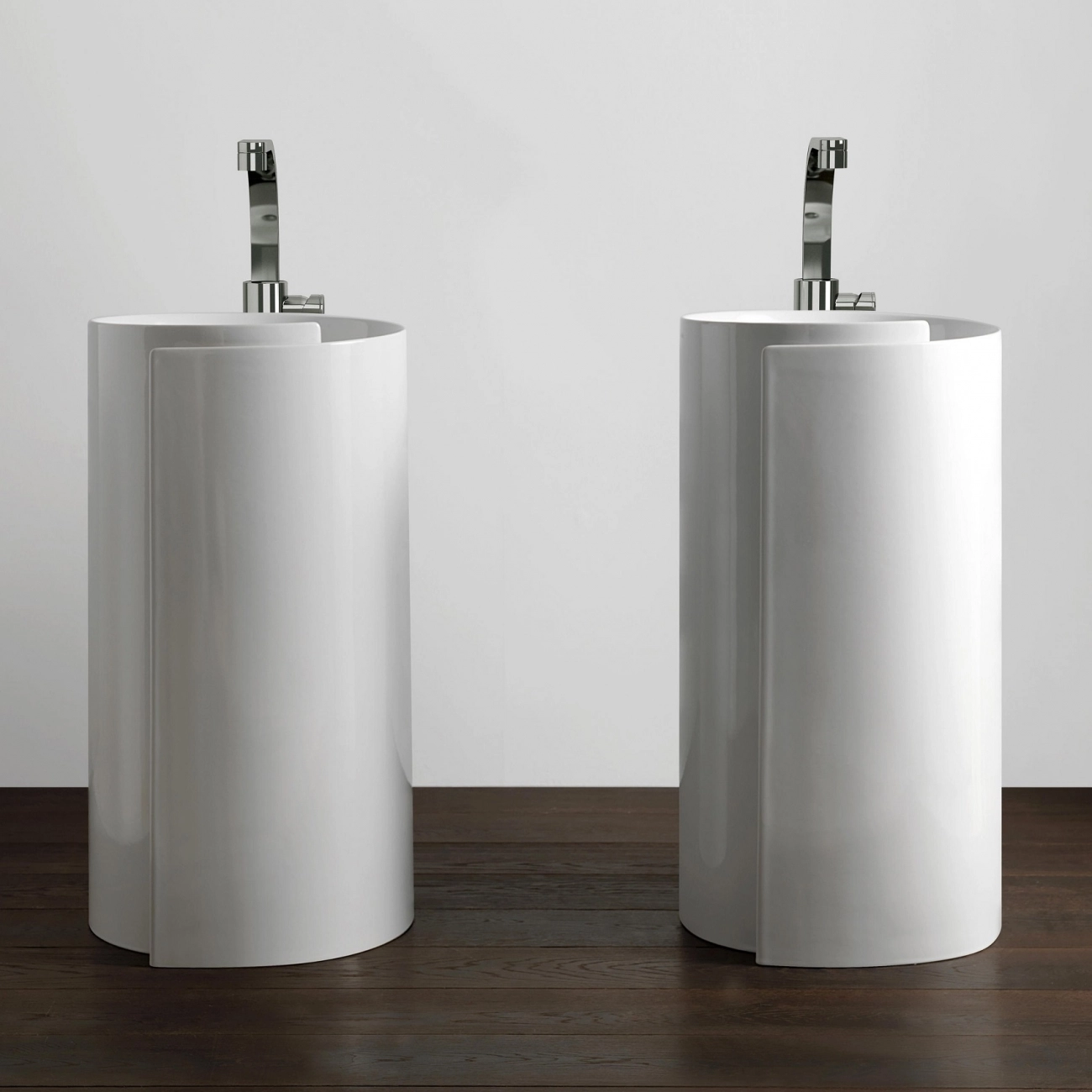 Lavabo freestanding Flaminia Monoroll Metal Platino Lucido