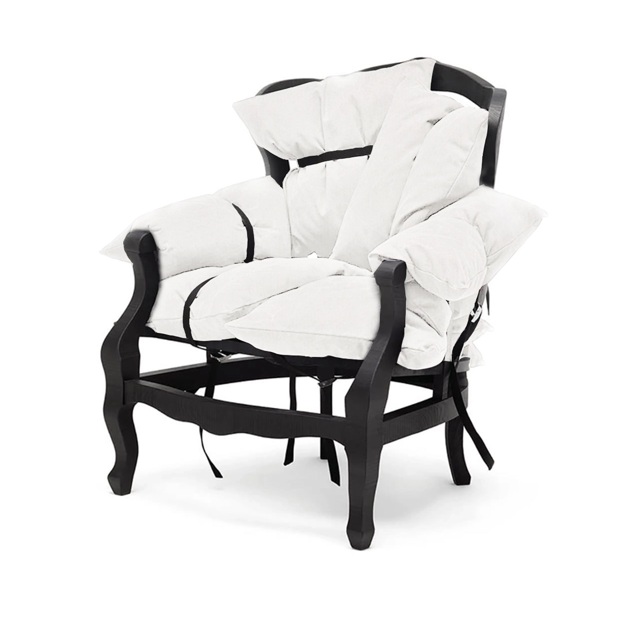 Mogg Armchair 7 Pillows Black White