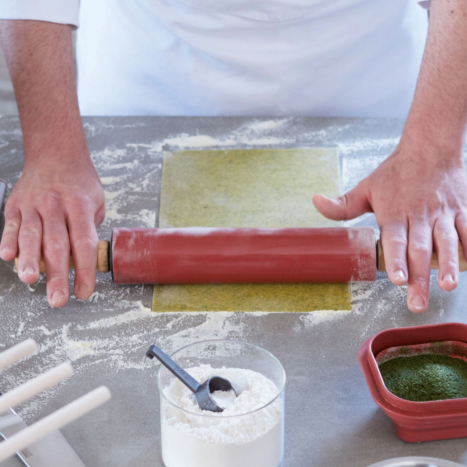 Sambonet Mattarello da Cucina– Legno, Silicone Rosso Ø 5,5 cm