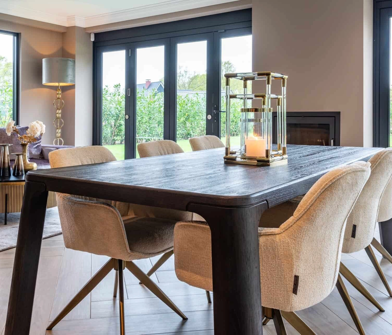 Richmond Interiors Ironville Gold Coffee Table Ø90 – Black Marble & Antique Brass Metal