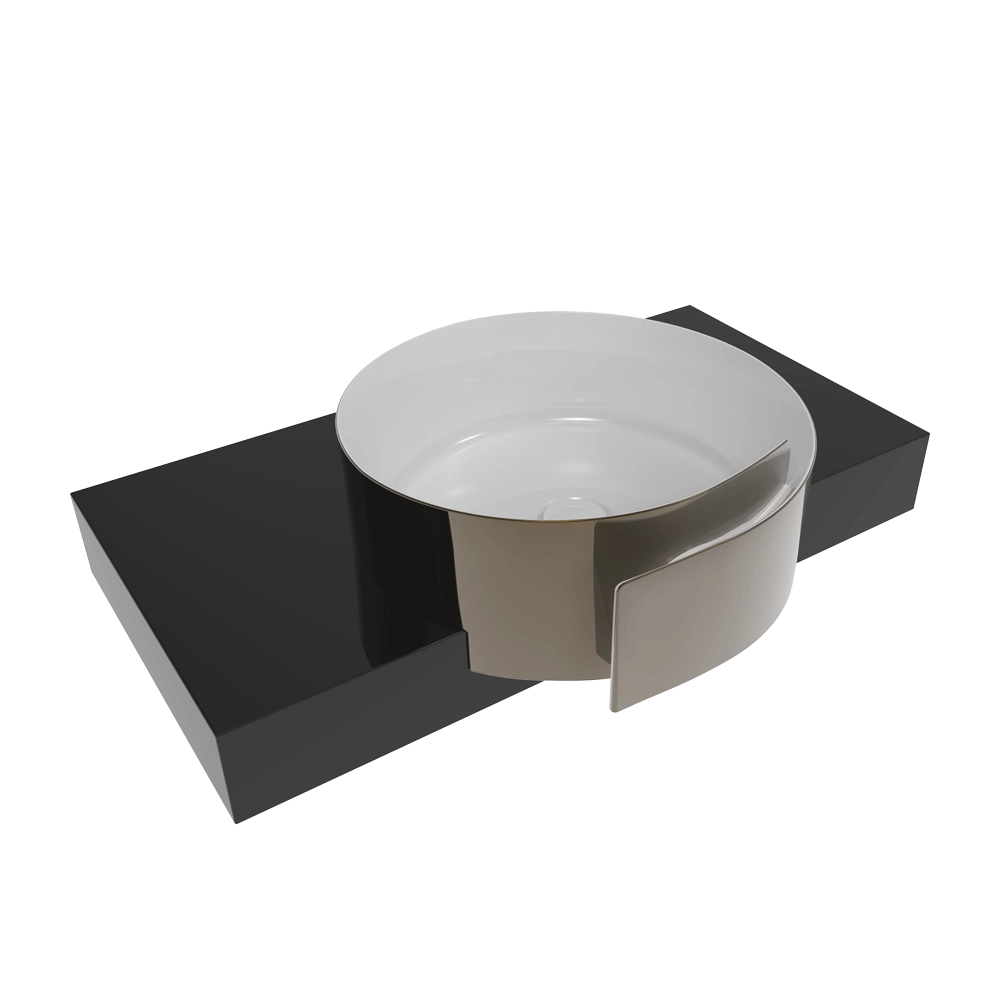 Lavabo da semincasso Flaminia Roll 44 Metal Platino Lucido