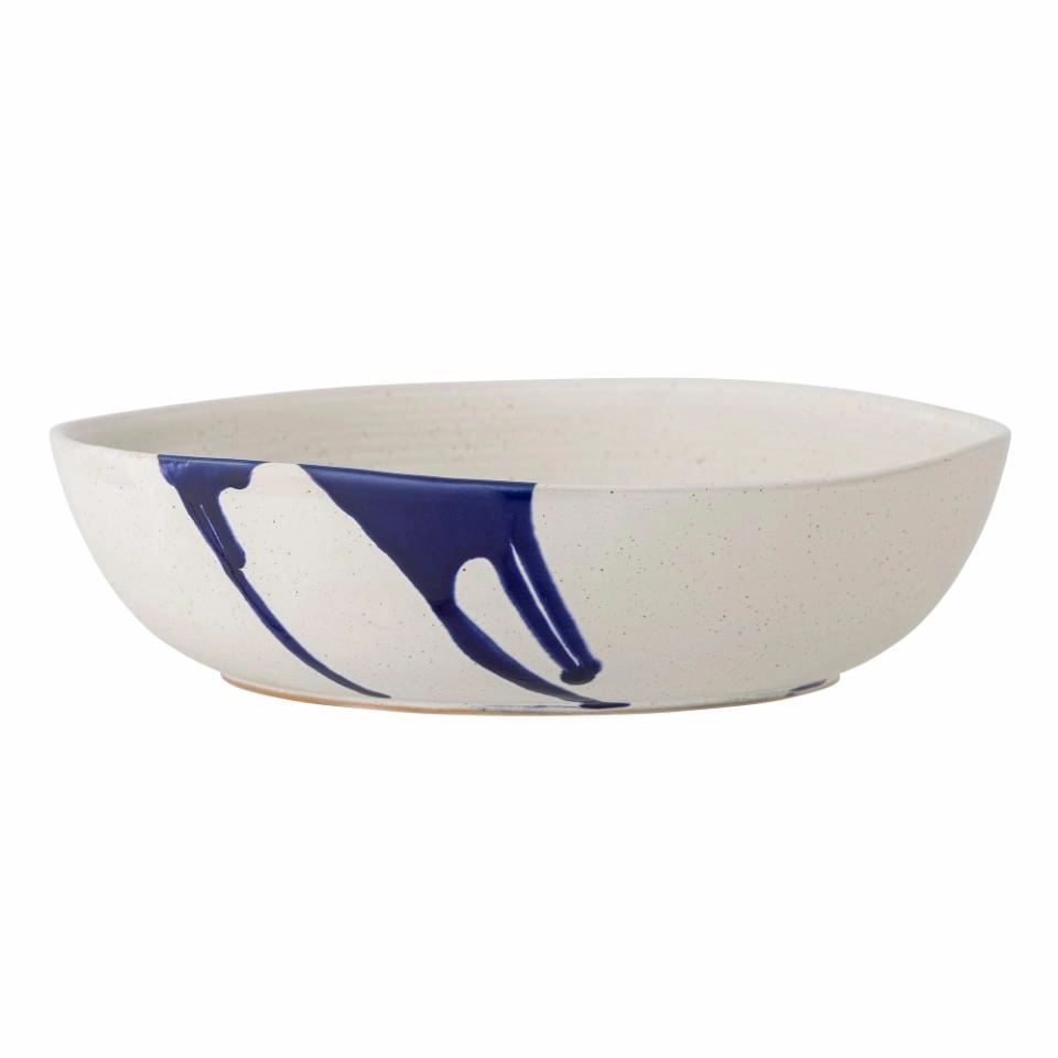 Japanese-Style Tea Gift Set: 4 Blue Stoneware Cups & Serving Bowl