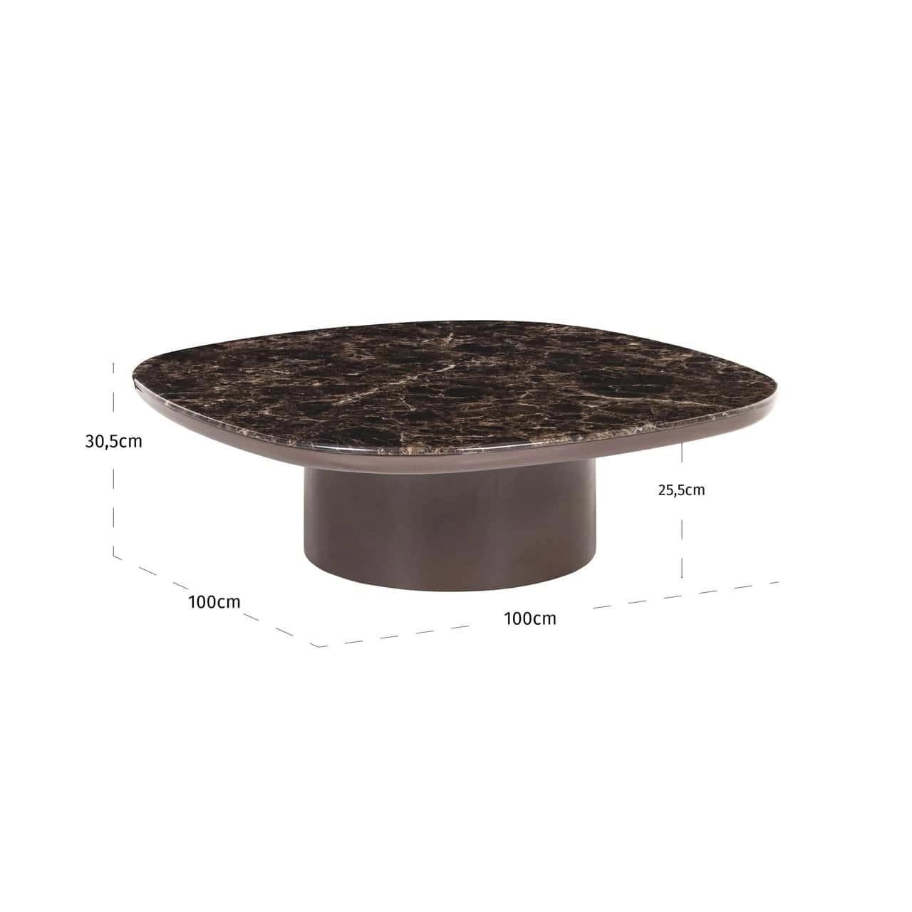 Richmond Interiors Almundi Coffee Table Ø100 – Chocolate Brown Ceramic & MDF