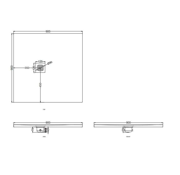 Cielo Venticinque Odwracalny Brodzik Prysznicowy – Łupek Mat 90 x 90 cm