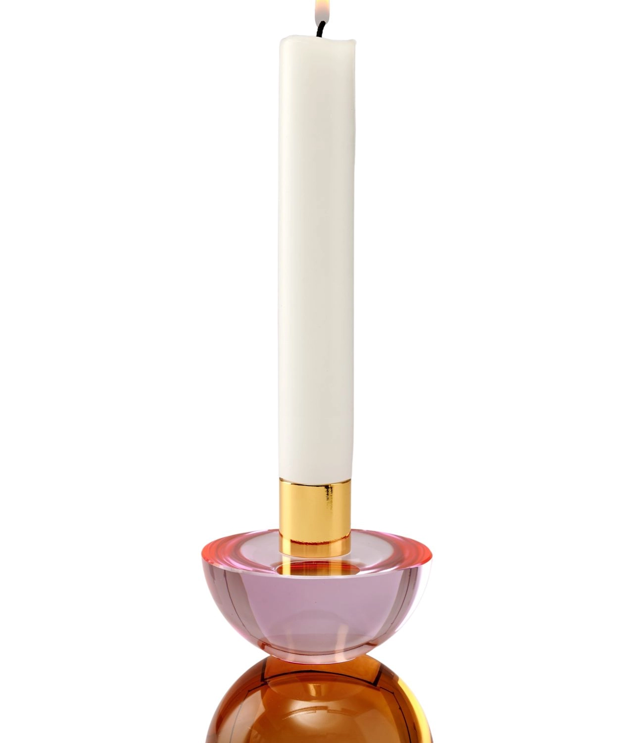 Portacandela Gift Company Dioptrics – Cristallo Arancione, Rosa H 9,5 cm