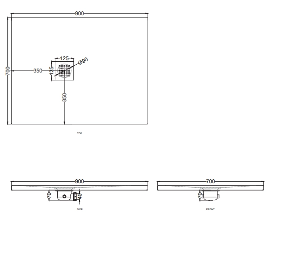 Cielo Venticinque Odwracalny Brodzik Prysznicowy – Szary Mat 70 x 90 cm