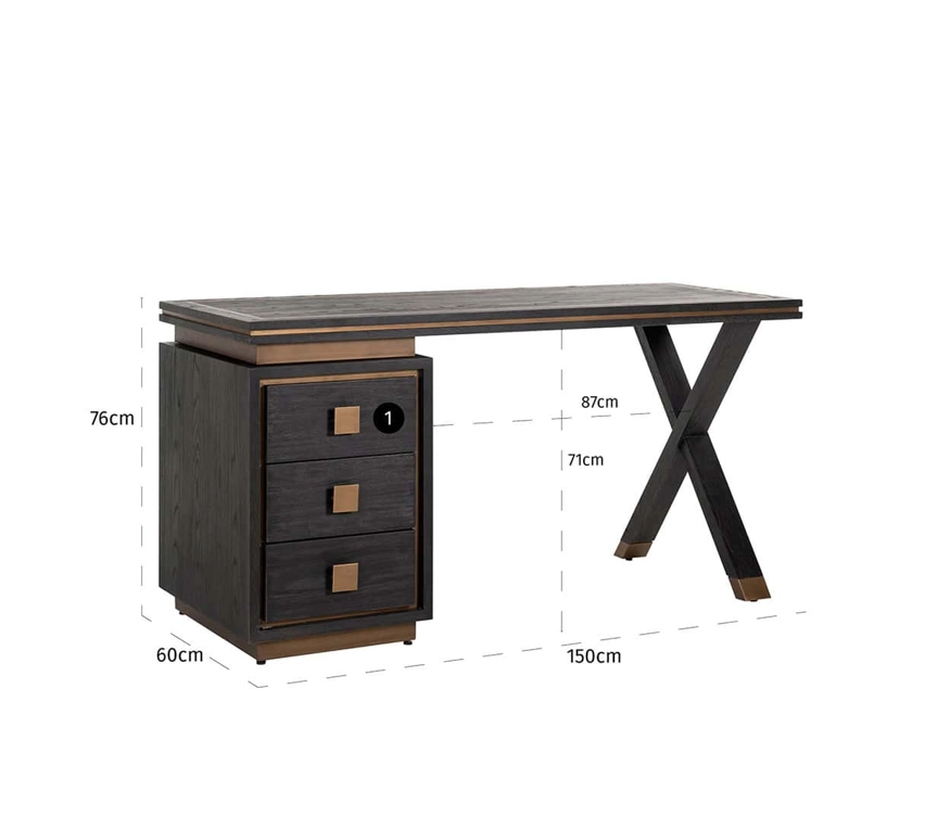 Richmond Interiors Hunter Rustic Desk – Black Oak Veneer