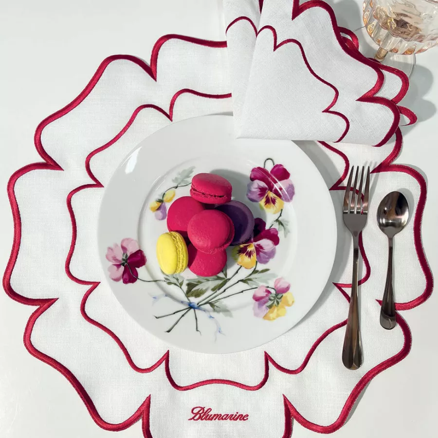 American Placemat Set Blumarine Home Rosinda Red