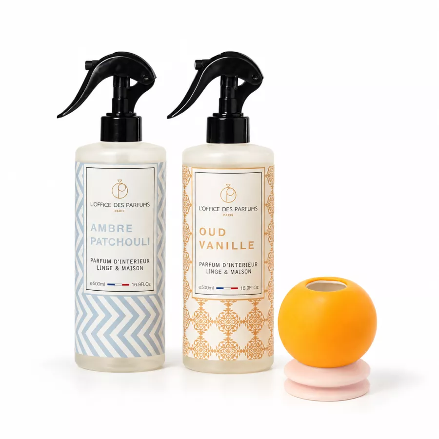 Home Fragrance Gift Set: 2 Room Sprays & Hand-Painted Ceramic Vase