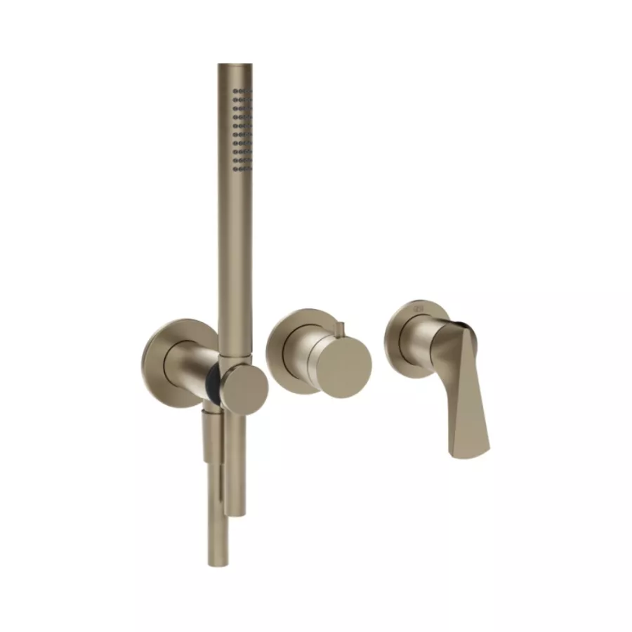 Bateria natryskowa podtynkowa Gessi Ventaglio 72036 ze słuchawką i przełącznikiem - Finox Brushed Nickel